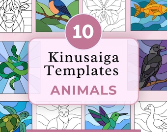 Animal Kinusaiga Pattern Bundle Printable Kinusaiga Animal Pattern Animal Kinusaiga Template Bundle Beginner Kinusaiga Animal Template Set