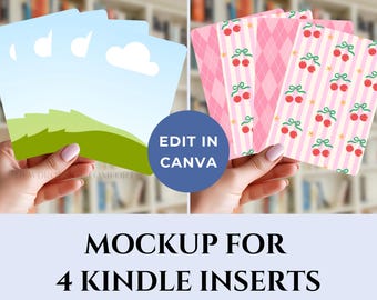 Four Kindle Insert Mockup Canva Template, Multiple Kindle Inserts Mockup, Ereader Insert Mockup, Kobo Insert Mock Up Digital Kindle Mockup