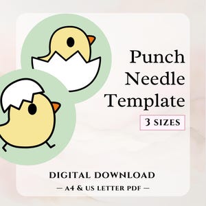 Baby Küken Ei Punch Needle Muster, süßes Ostern Huhn Becher Teppich Anfänger Vorlage, Frühlingstier Untersetzer PDF digitaler Download, Craft Design