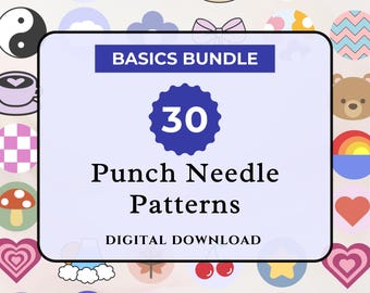 Trendy Punch Needle Pattern Bundle Mug Rug Pattern Bundle Digital Punch Needle Template Beginner Punch Needle Design Car Coaster Pattern PDF