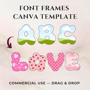 Editable Canva Font Frame Template, Fillable Letter Canva Template, Canva Letter Frame Template, Fillable Alphabet Frame Canva Template
