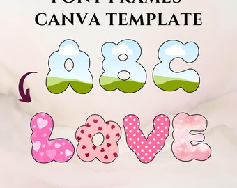 Modello di cornice per font Canva modificabile, modello di lettera compilabile Canva, modello di cornice per lettere Canva, modello di cornice per alfabeto compilabile Canva