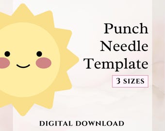 Cute Sun Punch Needle Pattern, Sunny Summer Mug Rug Beginner Template, Celestial Sunshine Coaster Design, PDF Digital Download Keychain Art