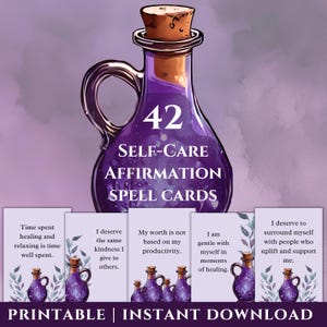 Cartes d'affirmation de soi, citations positives, soutien à la santé mentale, cadeau imprimable pour l'estime de soi, mantras spirituels de sorcellerie quotidienne