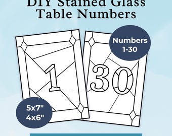 Imitatie glas-in-lood tafelnummer sjabloon 1-30 Nummer glas-in-lood schilderen DIY bruiloft tafelnummer glas-in-lood stencil 5 x 7 inch evenementbord