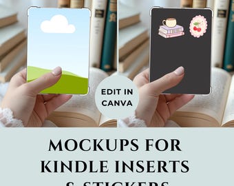 Bookish Kindle Insert Mockup Canva, Kindle Sticker Mockup Canva, Kindle Clear Case Mockup, Cute Kindle Insert Mock Up, Kindle Case Mockup