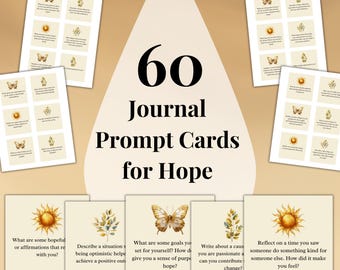 Hope Self Care Journal Prompt Cards, Positive Mental Health Journaling Prompts Digital Journal Pages Printable Journal Prompts Positivity