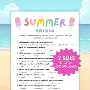Crazy Weird Summer Trivia Game, Summer Trivia Quiz, Printable Summer Party Games Adult Summer Activity Family Summer Games Pool Party Games
