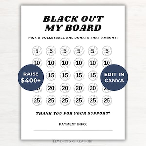 Black Out My Board Volleyball Fundraiser Template Editable Volleyball Fundraising Flyer Volleyball Fundraiser Form Volleyball Donation Form