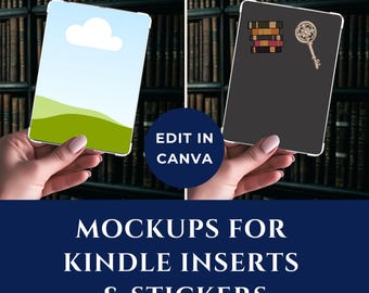 Dark Academia Kindle Insert Mockup Canva Editable Kindle Sticker Mockup Canva Clear Case Mockup Ereader Mockup Dark Kindle Insert Mock Up