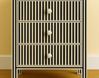Handmade Bone inlay Waterfall Striped pattern bedside nightstand