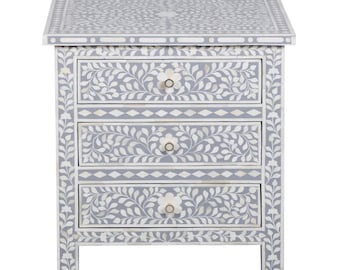 Handmade Bone inlay bedside nightstand