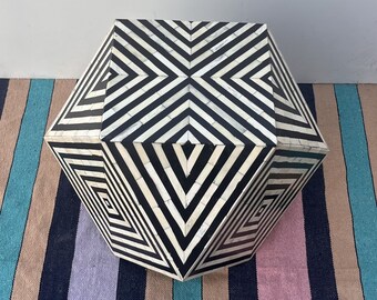 Handmade  Bone inlay side end table