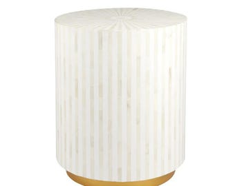 Handmade Bone inlay side end table