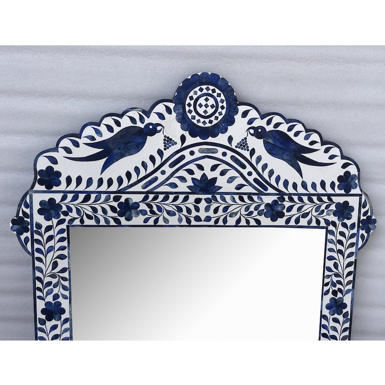 Handmade Wooden Bone Inlay Modern Pattern Mirror Frame/wall Decor ...