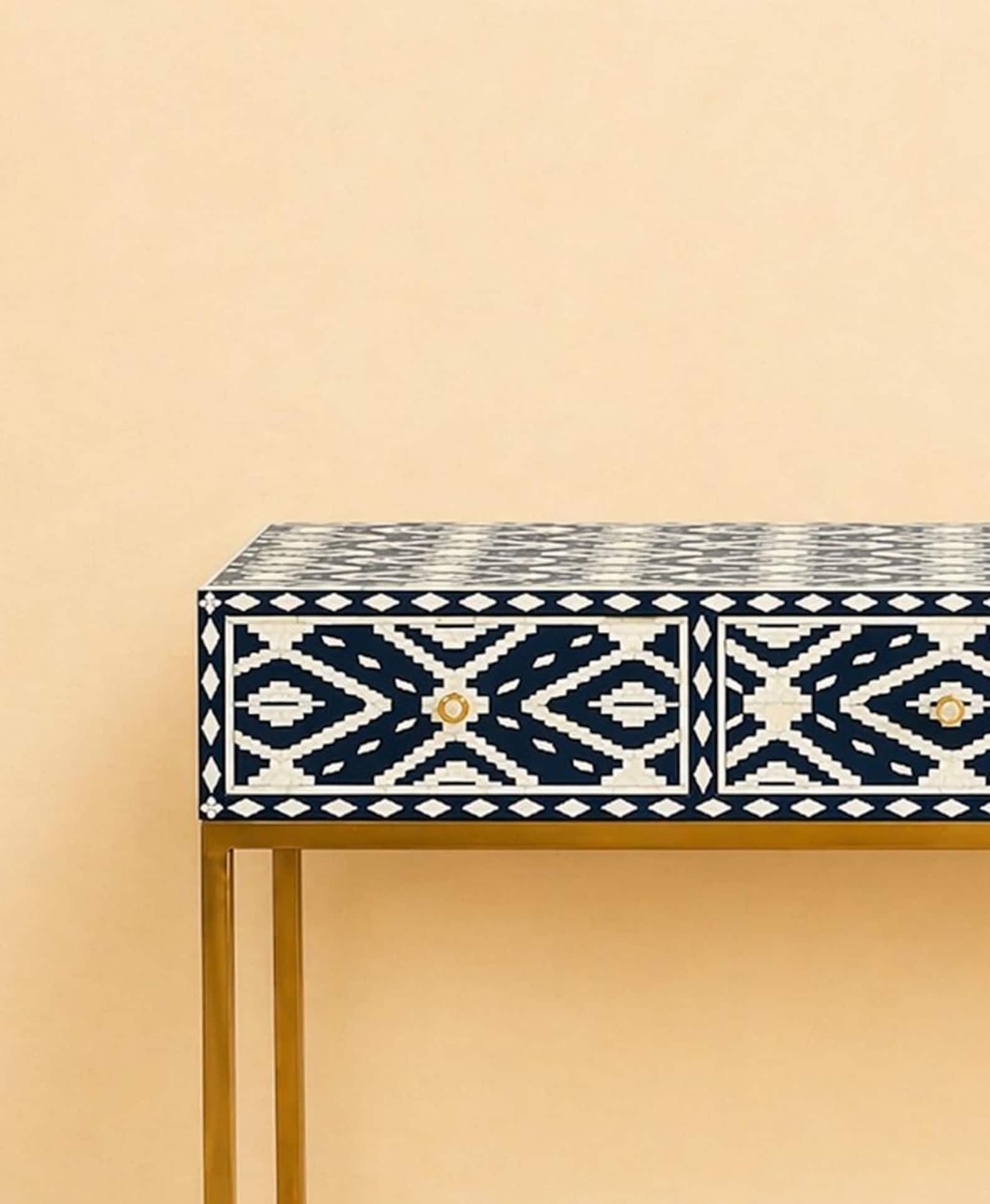 Handmade Wooden Bone Inlay Modern Pattern Console Table - Etsy