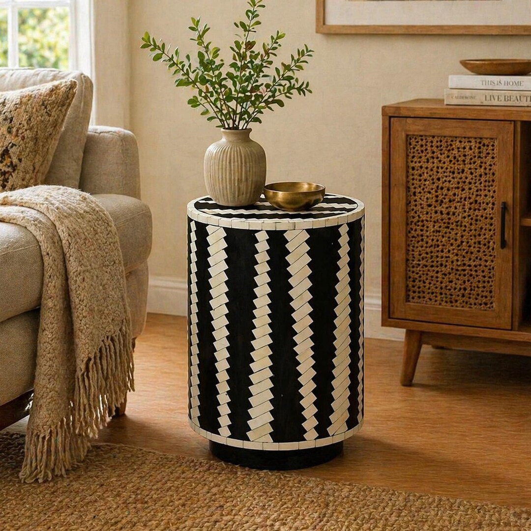 Side Table Pattern Handmade Wooden Bone Inlay Modern Pattern Side End Table - Etsy