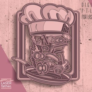 Cooking SVG, Kitchen Laser Cut, Chef Hat SVG, Cricut Crafts, Instant Download ai eps cdr dxf dwg, Papercut Designs