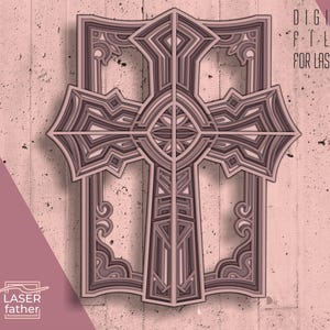 Cross Mandala SVG, Multilayer Wood Art, Cricut Cutout, Christian Laser Cut File, Religious DXF, Instant Download