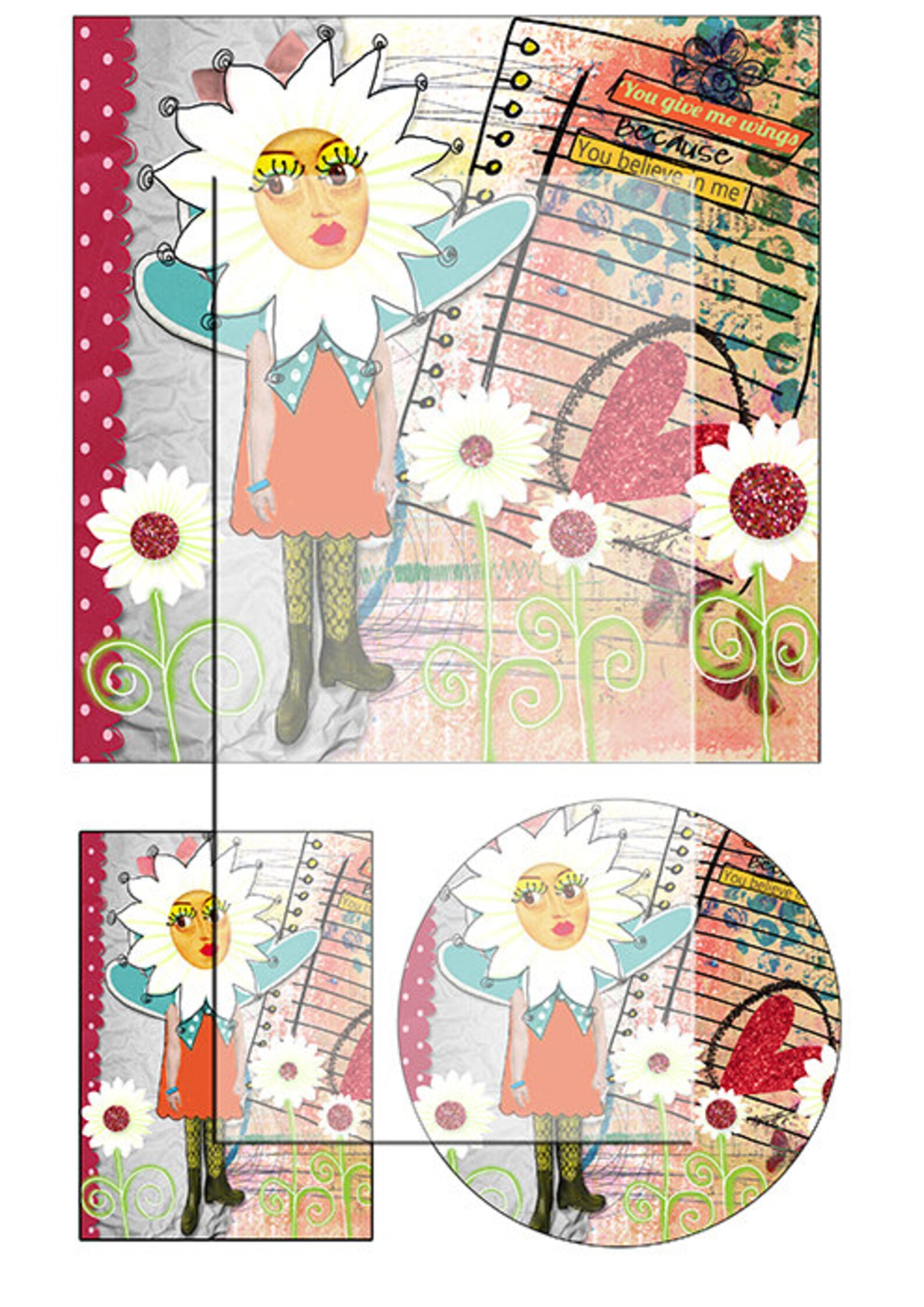 Mixed Media Collage Sheet No 11..... A4 Digital Collage Journal Images