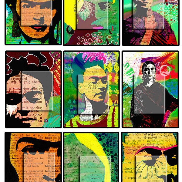 Frida Kahlo/Frida Khalo.  9 hand painted ATCs images..... A4 digital collage sheet. Instant Digital Download.