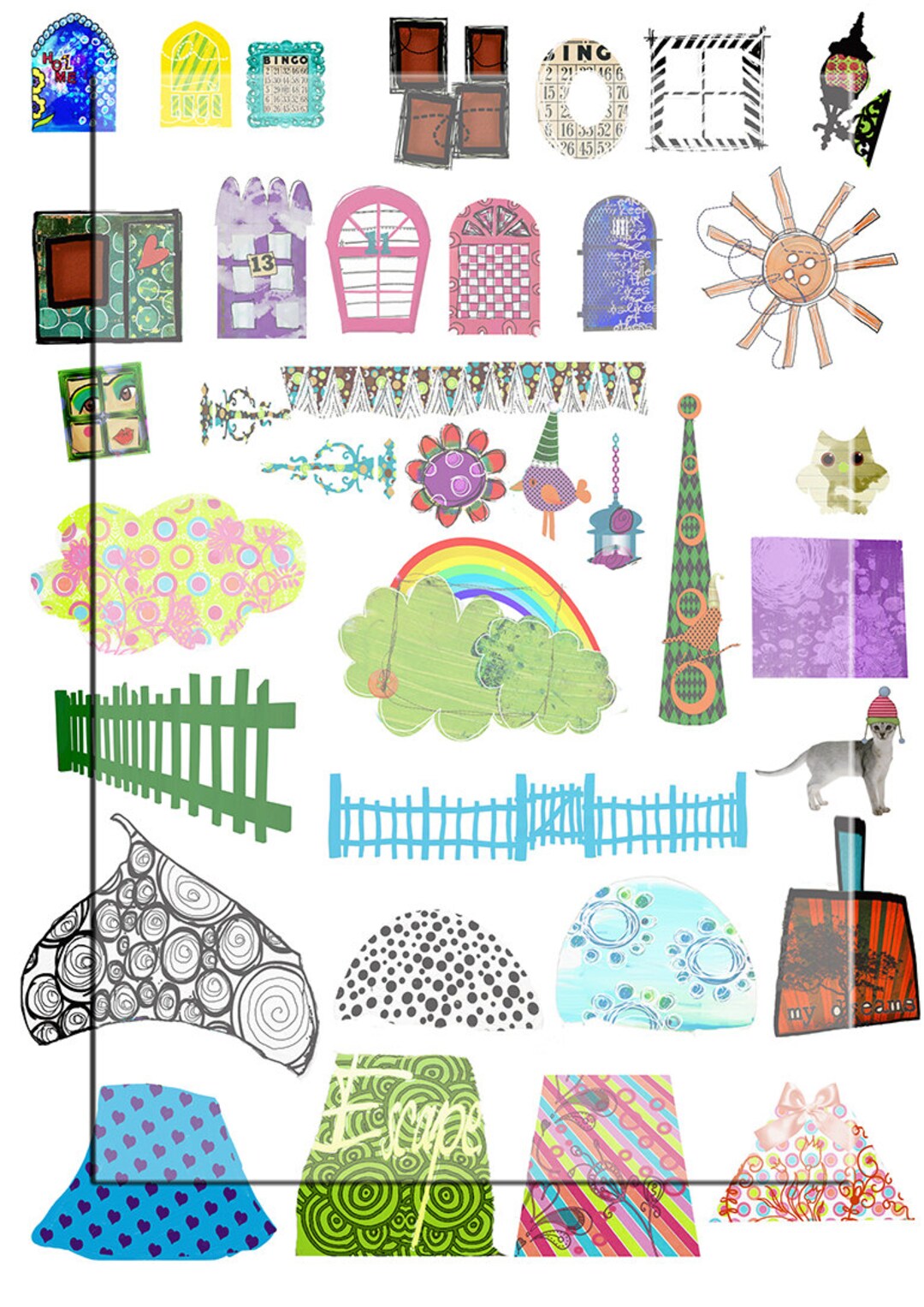 Whimsical Houses/instant Printable Digital Collage Sheet...make Your ...