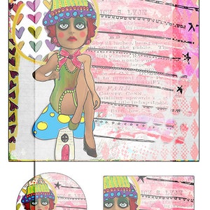 wunderliche Mixed Media collage Blatt Nr. 3... A4 Digitale CoLLaGe JoUrNaL Bilder sofortiger digitaler Download.