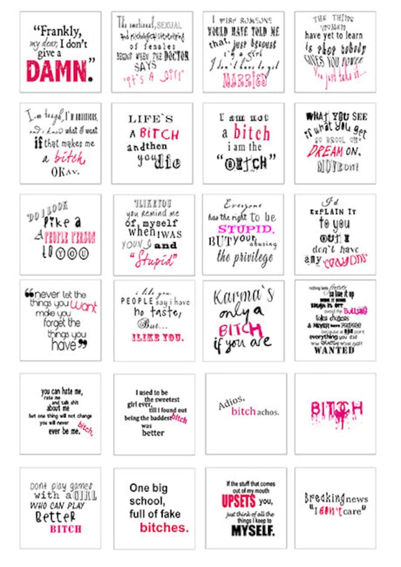 sarcastic quotes sayings.....DiGiTaL CoLLaGe ShEeT Instant printable Digital Download.