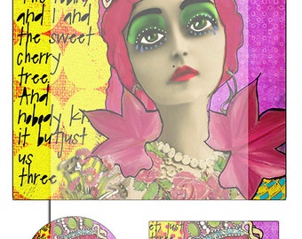 mixed media collage sheet No 2..... A4 DiGiTaL CoLLaGe whimsical JoUrNaL ImAgEs. Instant printable Digital Download.