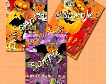 Instant Printable Digital Download. Halloween elements 2..... ATC DiGiTaL CoLLaGe sheet scrapbook ImAgEs