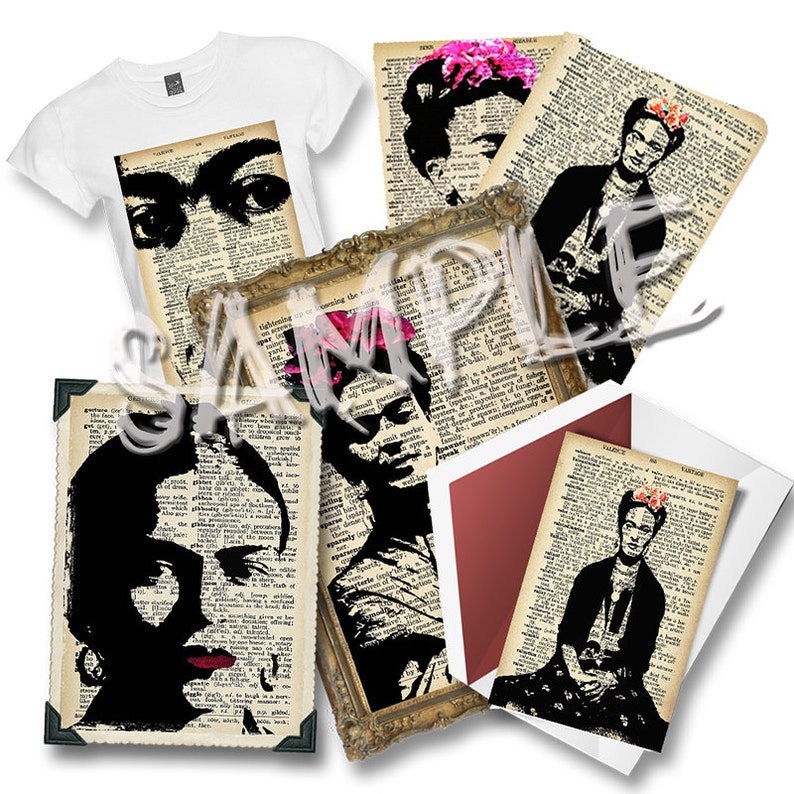 Frida Kahlo/Frida Khalo. 5..... A4 digital download collage sheet. Instant Digital Download. image 2