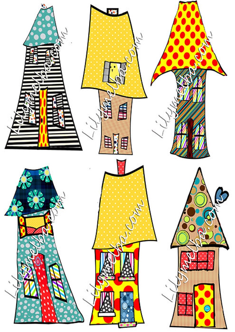 Whimsical Houses 2 Clipart Scrapbook/journal Art...handdrawn..plus Gift ...