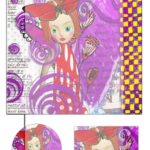 wunderliche Mischtechnik collage Blatt Nr. 1... A4 Digitale CoLLaGe JoUrNaL Bilder. Sofortiger digitaler Download.