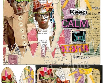 Mixed Media 4... A4 instant Printable digital download collage sheet.