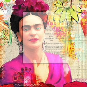 Frida Kahlo/Frida kahlo/Altered art /digital download/ collage sheet/ instant download.