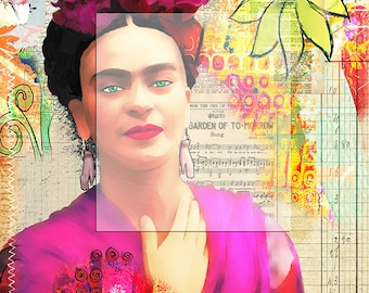 Frida Kahlo/Frida kahlo/Altered art /digital download/ collage sheet/ instant download.