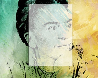 Frida Kahlo/Frida kahlo. . Art print Instant printable Digital Download..Frida Folk Art Print,