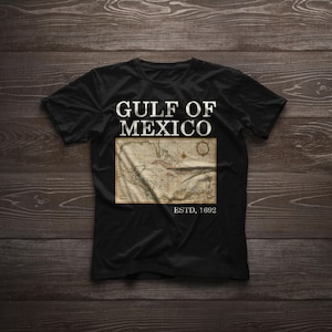 Golfo de México desde 1692 Mapa de datos históricos Camiseta anti Trump del Golfo de México