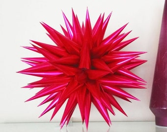 Pink Star Tree Topper Colorful Modern Paper Christmas Tree Toppers Handmade Spiky Decorative Holiday Home Decor Ball - Passionate Pink