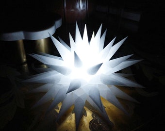 NEW Kissa Design Handmade Star Urchin Paper Luminaries with White Light (non flickering) for both Wall and Table Display