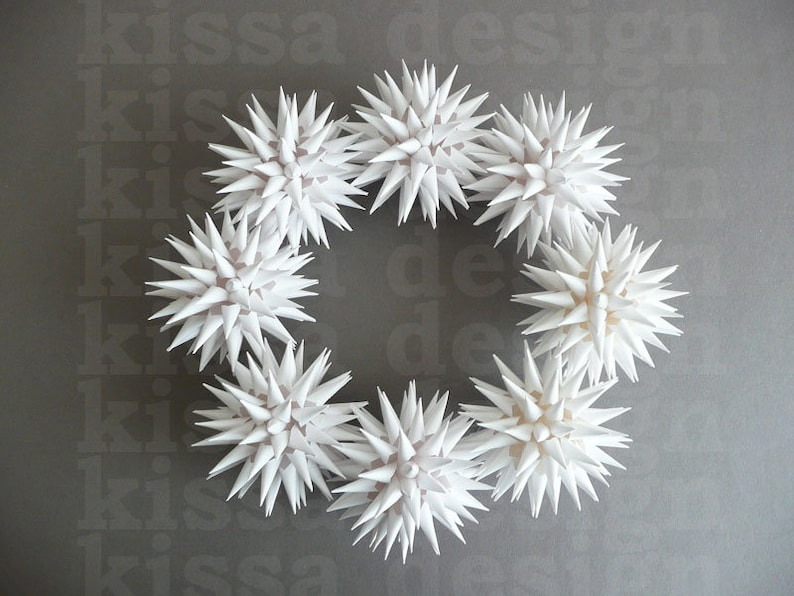4 inch Linen White Modern White Christmas Ornament Polish Star Jezyk Rustic Minimalist Pretty Paper Folk Art Christmas Ornaments