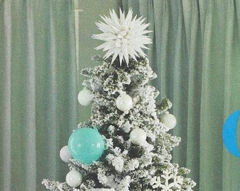 White Star Tree Topper Modern Paper Polish Star Handmade Christmas Tree Toppers - Linen White