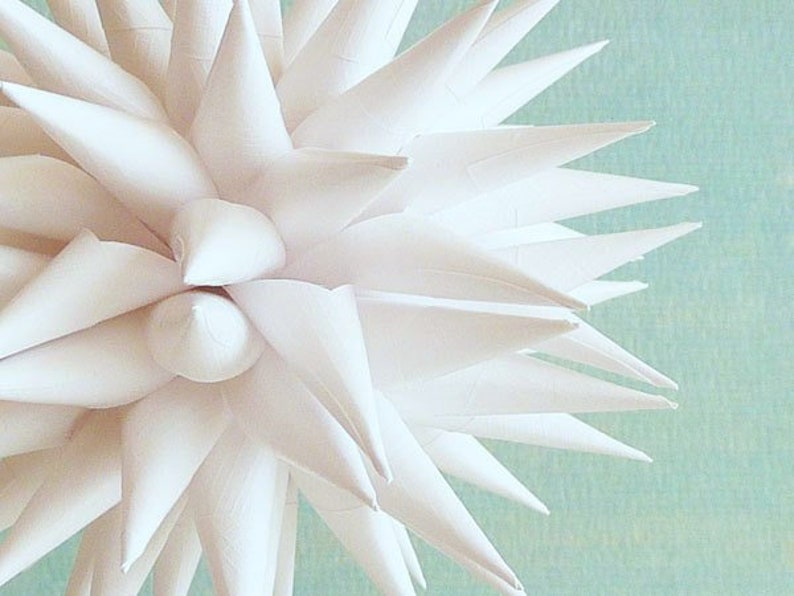 4 inch Linen White Modern White Christmas Ornament Polish Star Jezyk Rustic Minimalist Pretty Paper Folk Art Christmas Ornaments