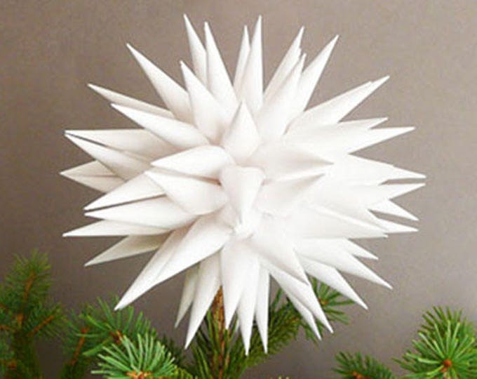 White Star Tree Topper Modern Paper Polish Star Handmade Etsy