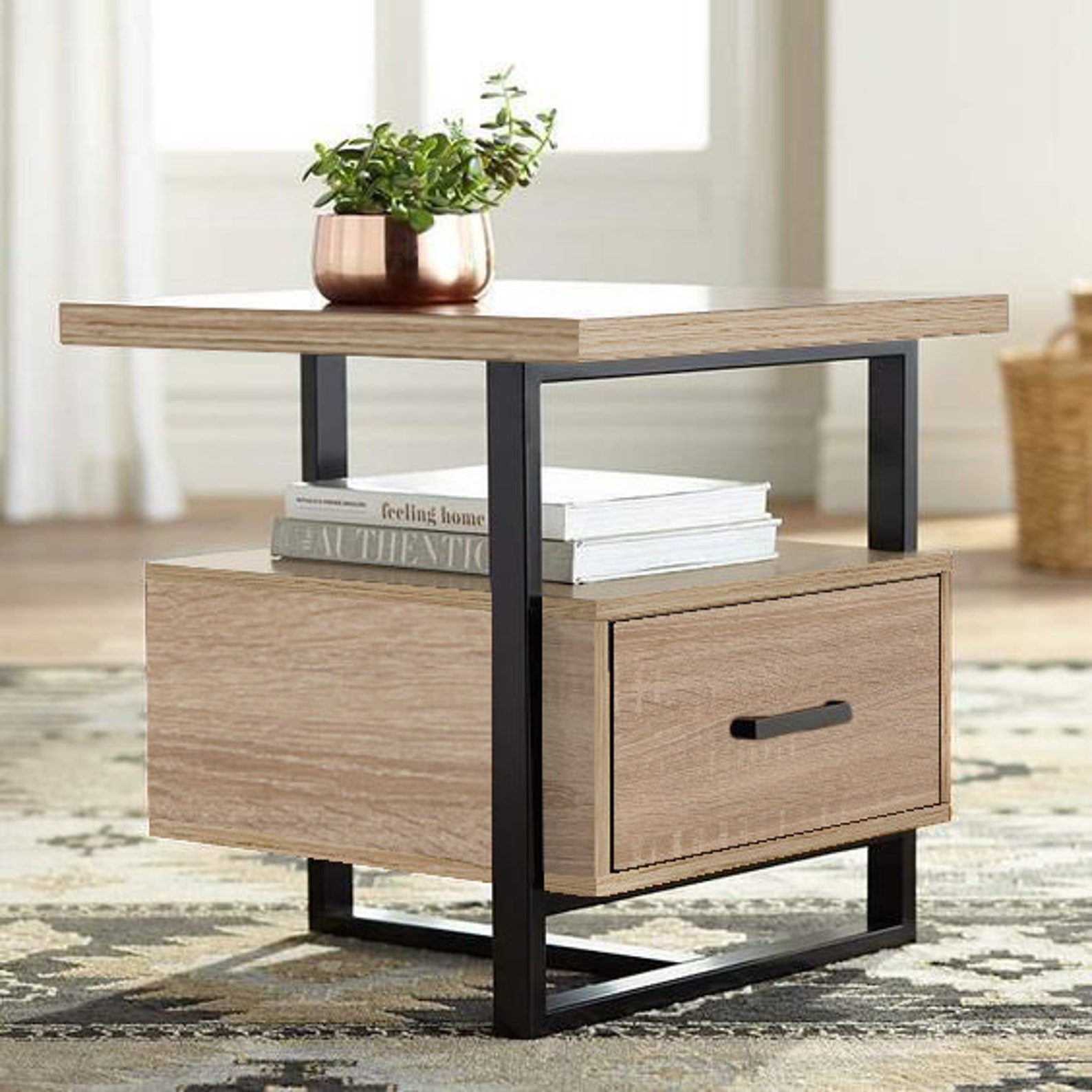 Picture of Compact Storage Coffee Table for Living Room Narrow Side Table With ...