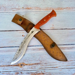 Hand-Forged 5160 Steel Kukri Knife: Narrawood Handle, Bushcraft Camping Blade