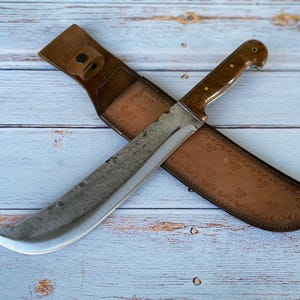 Hand Forged 5160 Steel Hunting Knife | Walnut Wood Handle, 10.23" Blade | Custom Engraved Gift for Hunter, Anniversary, Groomsmen