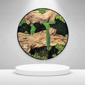 Custom Made Moss and Olive Wood Wall Art, Metal Frame Moss Wall Decor, Olive Wood and Moss Wall Art- Preserved Stabilized Moss Wall Decor