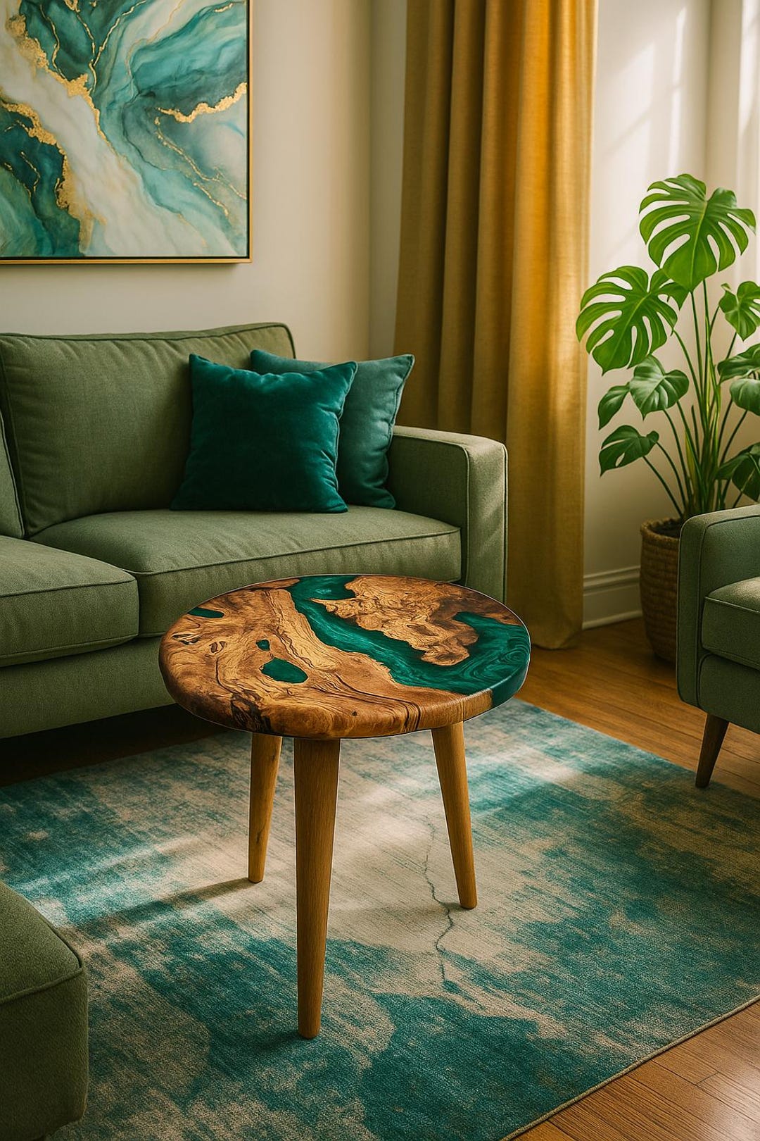 Personalized Olive Wood & Epoxy Resin Coffee Table: Rustic Modern ...