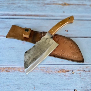Custom Handmade Almazan Cleaver Knife Walnut Wood Handle Premium Quality Kitchen Chef Knife Best Anniversary Wedding Gift for Him